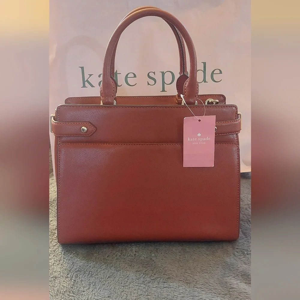Kate Spade Staci Medium Satchel Crossbody With Matching Wallet in Red Currant